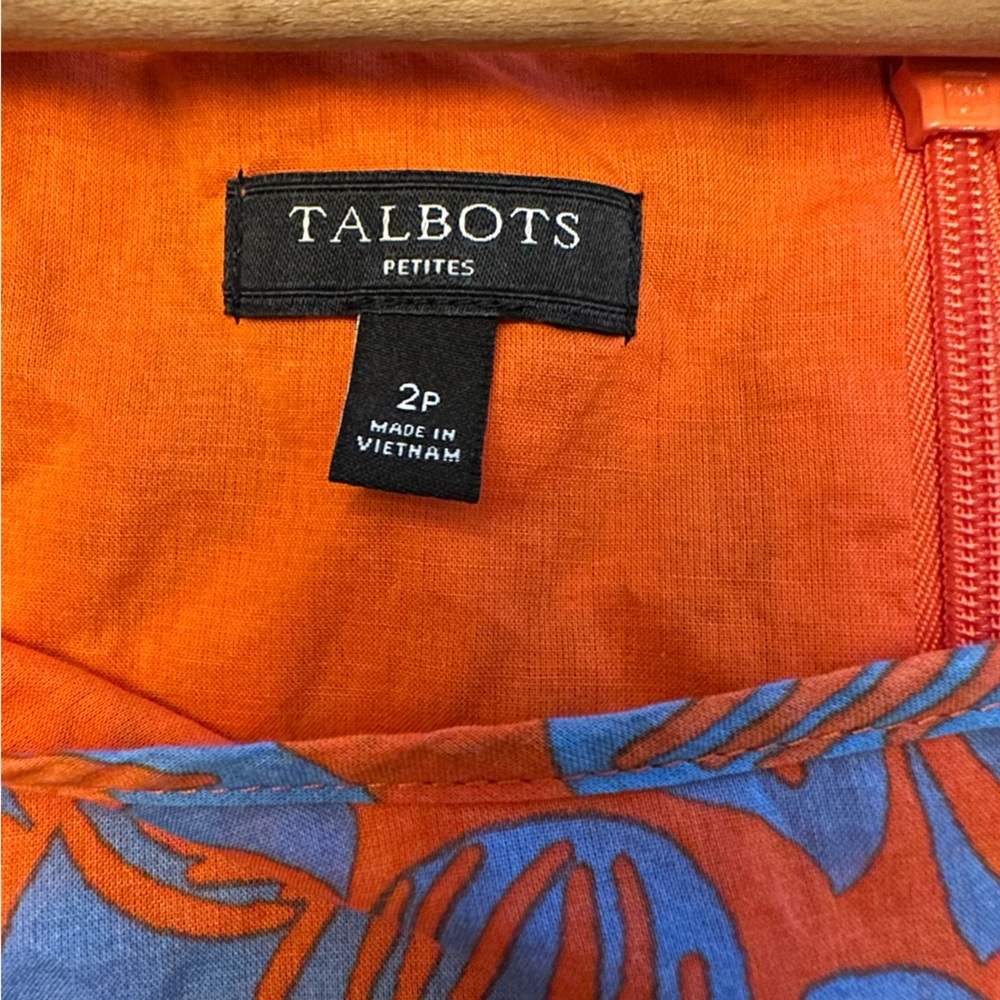 Talbots Orange and Blue Floral Midi Dress-2P - Picture 9 of 11